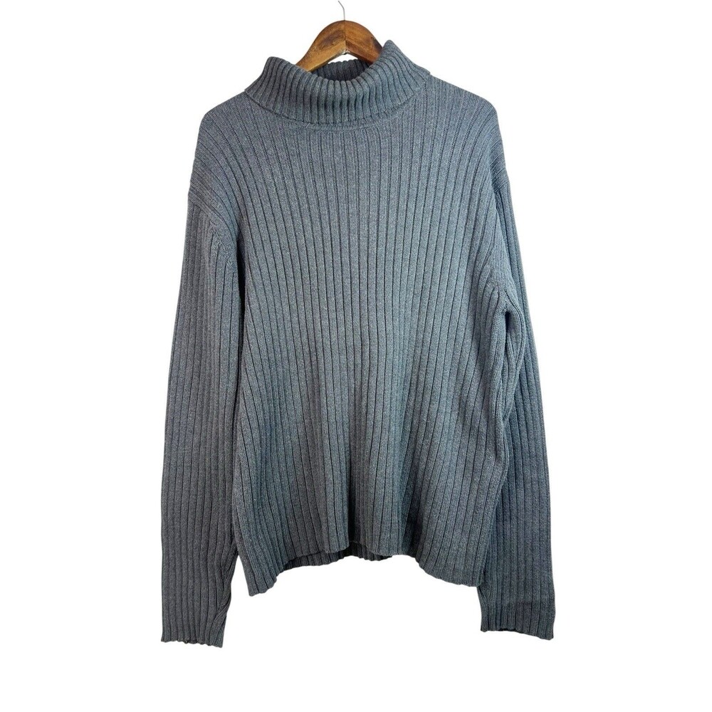 Calvin Klein Jeans Sweater Mens XL Gray Chunky Knit Turtleneck Pullover FLAW Y2K